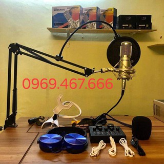 Combo bộ Mic Thu Âm, Hát Karaoke,Livestream online cực hay(Trọn Bộ Souncard V8,Bm900) tặng kèm tai nghe cực ngầu