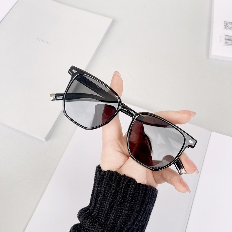 (HENGHA) Kính Mát Hình Vuông Màu Đen Đa Giác Thời Trang Cổ Điển Che Nắng