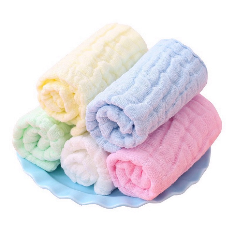 Khăn mặt xô 6 lớp cho bé - Khăn sữa cho bé 6 lớp màu trơn dày dặn