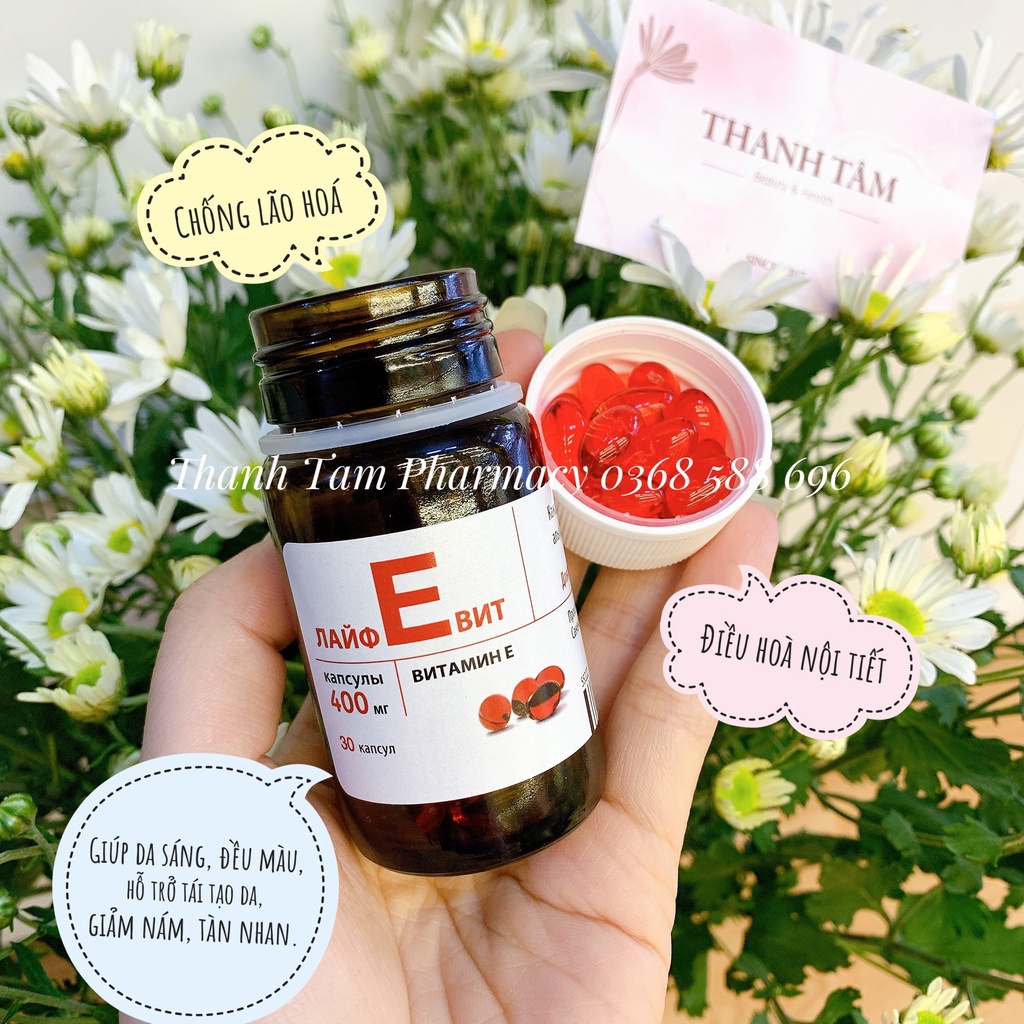 Vitamin E đỏ 400IU của Nga đẹp da chống lão hoá kéo dài tuổi thanh xuân THANH TAM PHARMACY