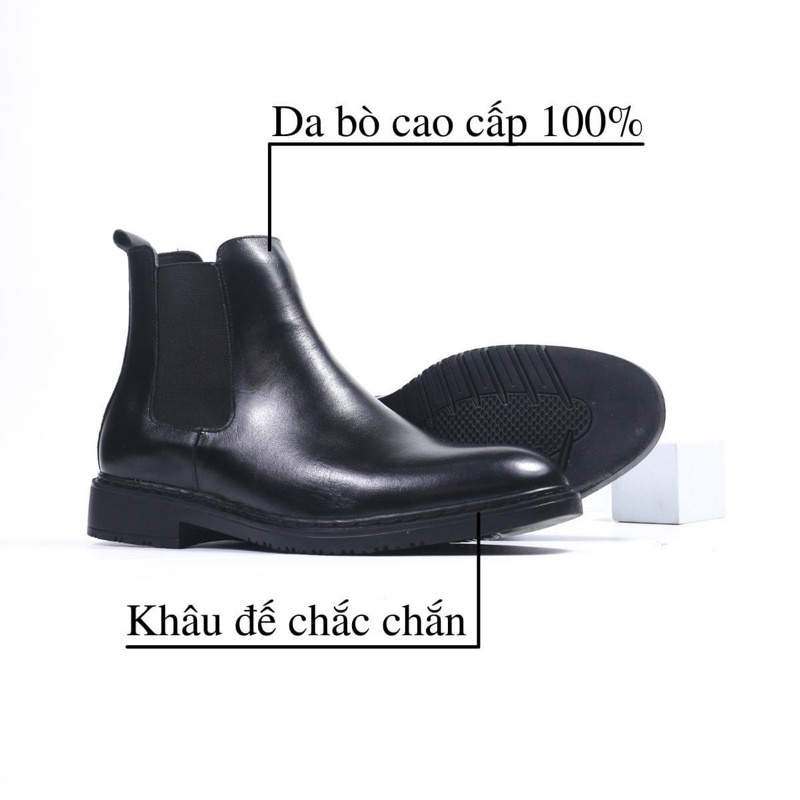 Giày Chelsea boots nam , giày da cao cấp da bò nhập khẩu handmade August shoes AG1D chính hãng bảo hành 6 tháng | BigBuy360 - bigbuy360.vn