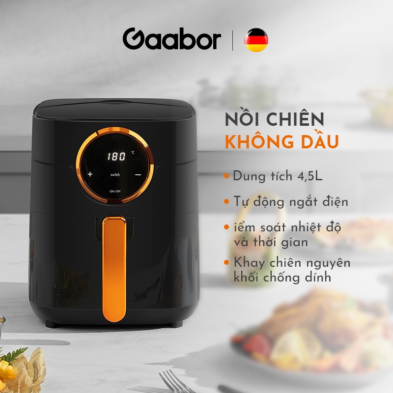 Nồi chiên không dầu GAABOR GA-E45A01 dung tích 4.5L - Thép không gỉ - Giá rẻ - Hàng chính hãng