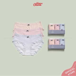 Set 3 quần lót nữ thun lạnh điều hòa Venus Charm viền mỏng, chất thun nhẹ mát dành cho vòng 3 từ 83 - 95cm