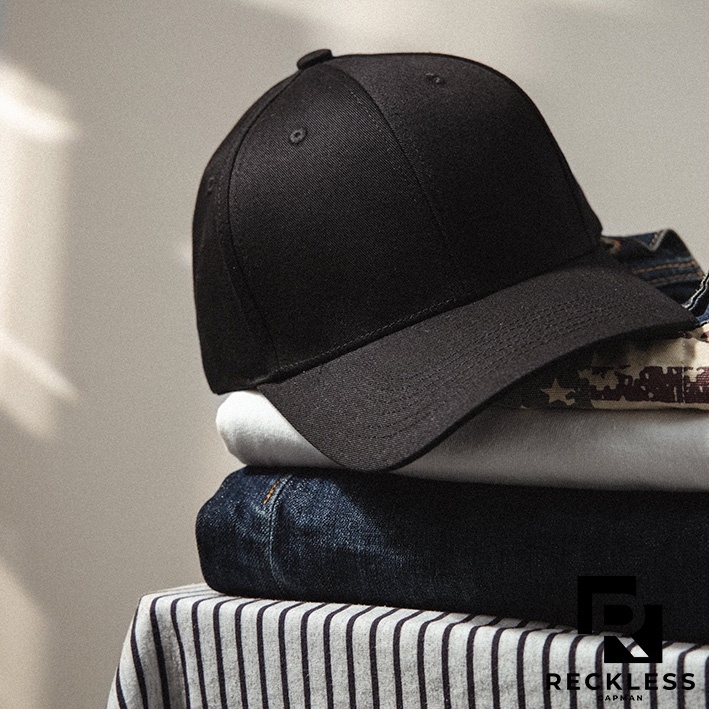 Nón Bóng Chày Lưỡi Trai Màu Đen Trơn Reckless Capman Signature Ballcap Vải Kaki Cotton