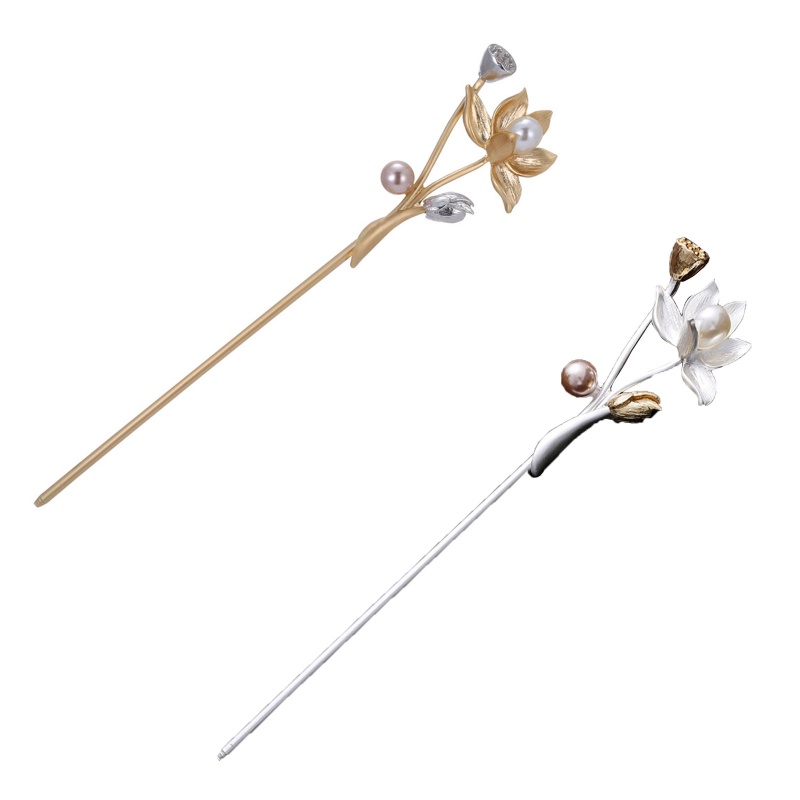 Kẹp Tóc Kim Loại Hình Hoa Sen Màu Vàng Thời Trang Dành Cho Nữ