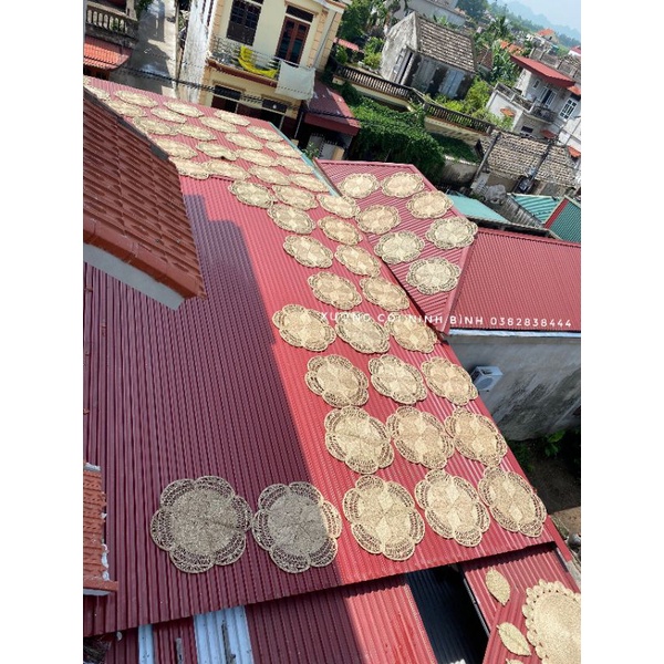 Thảm cói đan tay thủ công-Hàng xuất khẩu