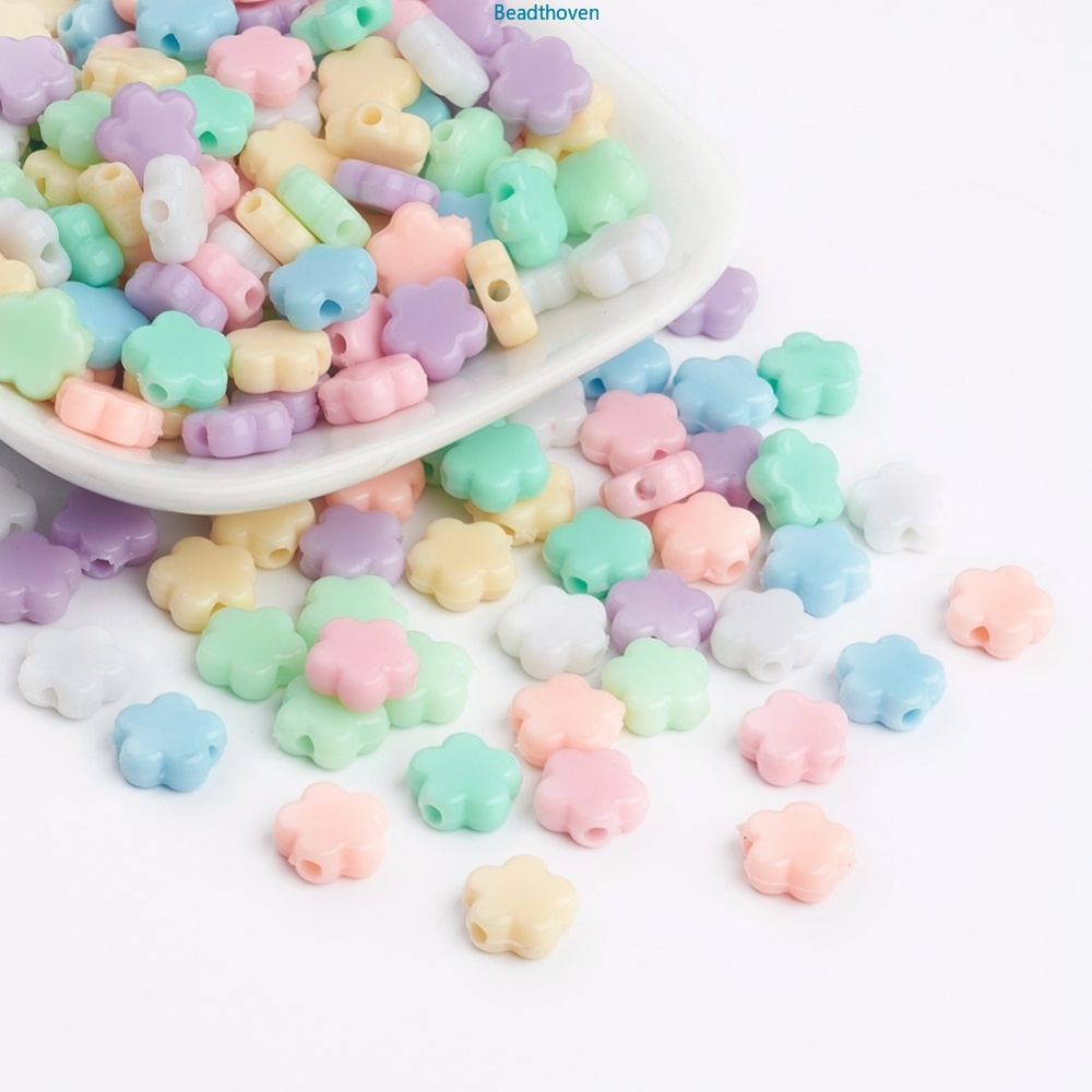 Bộ 50-500 Hạt Nhựa Hình Hoa 9x9.5x4mm 2mm Làm Trang Sức DIY