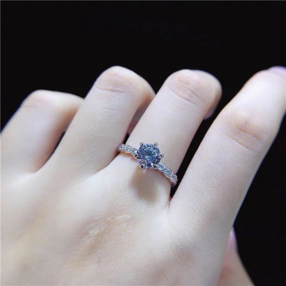 Nhẫn Đính Hôn Bằng Bạc 925 Đính Đá Zircon Thời Trang Cho Nữ
