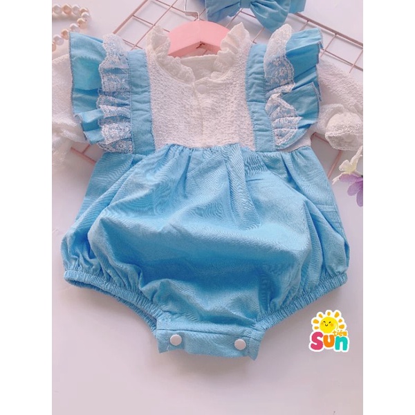 𝗧𝗮̣̆𝗻𝗴 𝘁𝘂𝗿𝗯𝗮𝗻 𝘃𝗮̀ 𝗴𝗶𝗮̀𝘆 𝘃𝗮̉𝗶 Body cho bé gái size 4-12kg  Vải thô lụa phối thô xốp mềm mát