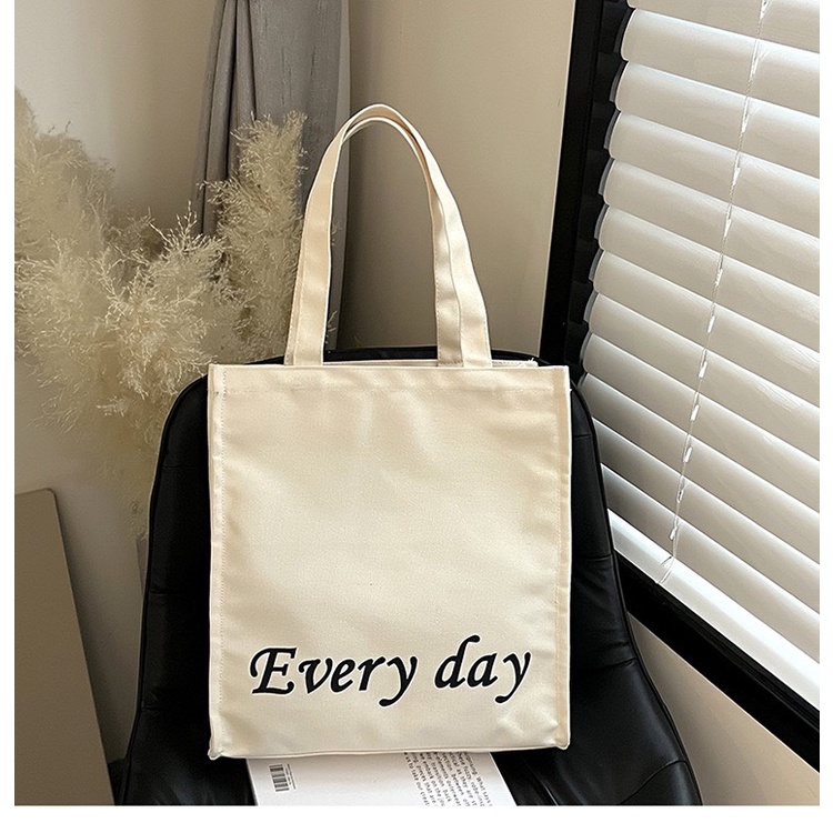 Túi tote HAZIN vải canvas ulzzang unisex in chữ Every có cúc bấm miệng ngăn phụ đi học đi chơi đựng vừa khổ a4