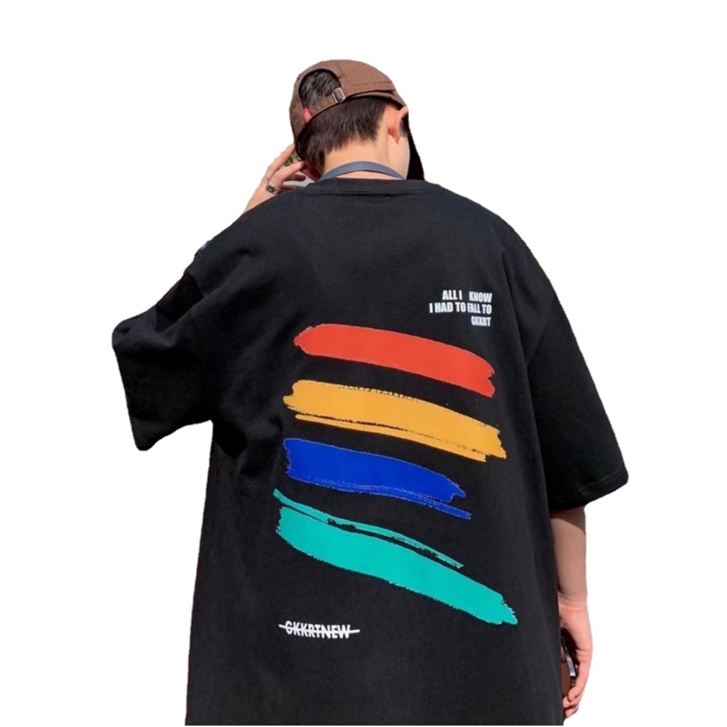 Áo Thun Dáng Rộng In Chữ Phong Cách Hip Hop Nhật Bản Thời Trang Mùa Hè Cho Nam