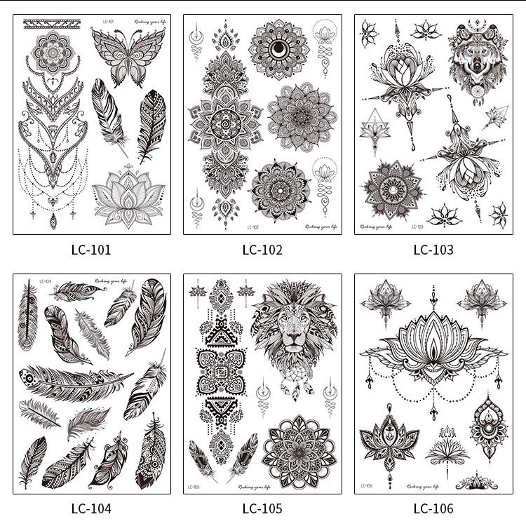 Hình xăm dán tạm thời chống nước họa tiết hoa Mandala quyến rũ cho nữ