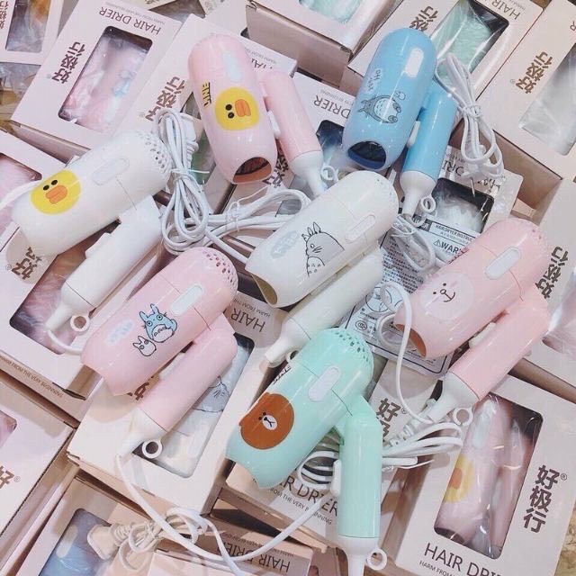 Máy sấy tóc mini icon siêu cute 𝑭𝒓𝒆𝒆𝒔𝒉𝒊𝒑 tích hợp 2 chế độ sấy, có thể gấp gọn đi du lịch đi chơi