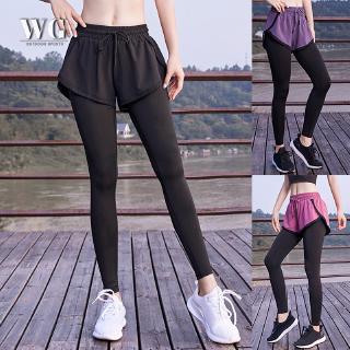 Quần Legging Lưng Cao Giả 2 Lớp Tập Thể Thao Cho Nữ Giới