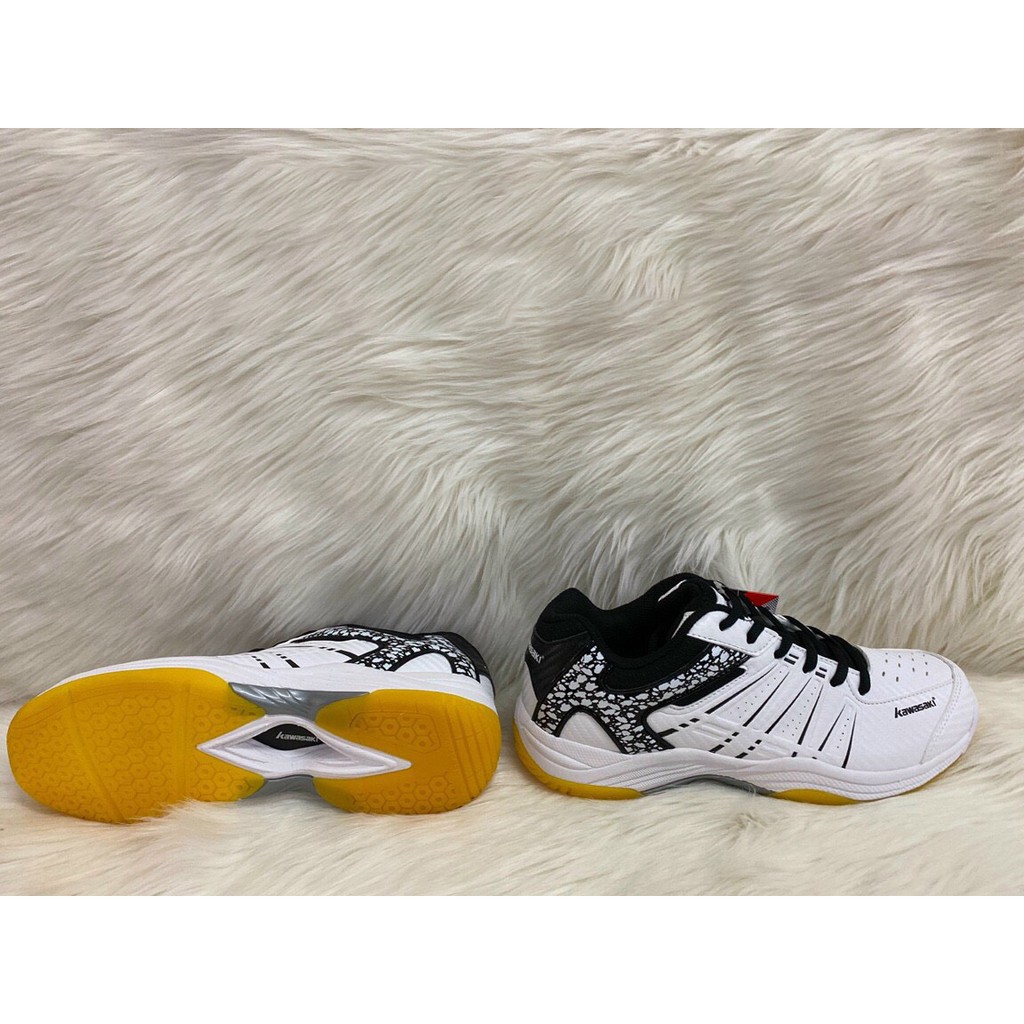 Giày Bóng Chuyền, Giày Cầu Lông Tặng Tất Yonex Kawasaki K063 chính hãng màu trắng đen