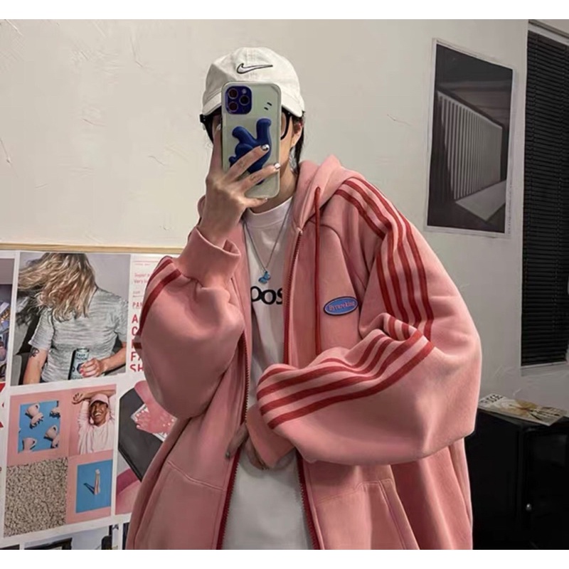 Áo khoác nỉ ba sọc tay thêu logo | BigBuy360 - bigbuy360.vn