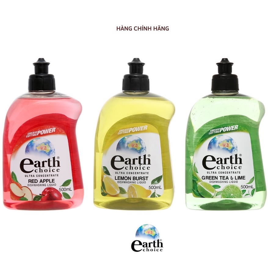 Nước rửa chén đậm đặc gốc thực vật Earth Choice Úc 500ml