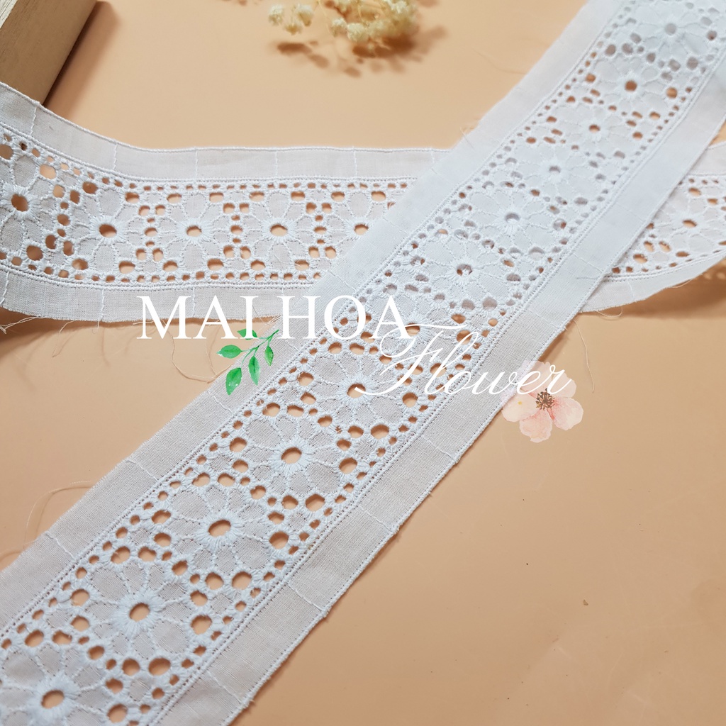 [Size 5cm] Dây ren cuộn thô boi hoa B6 dùng làm ren viền trang trí quần áo Maihoafabric