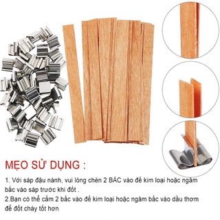 Bấc gỗ kèm đế sắt làm nến thơm