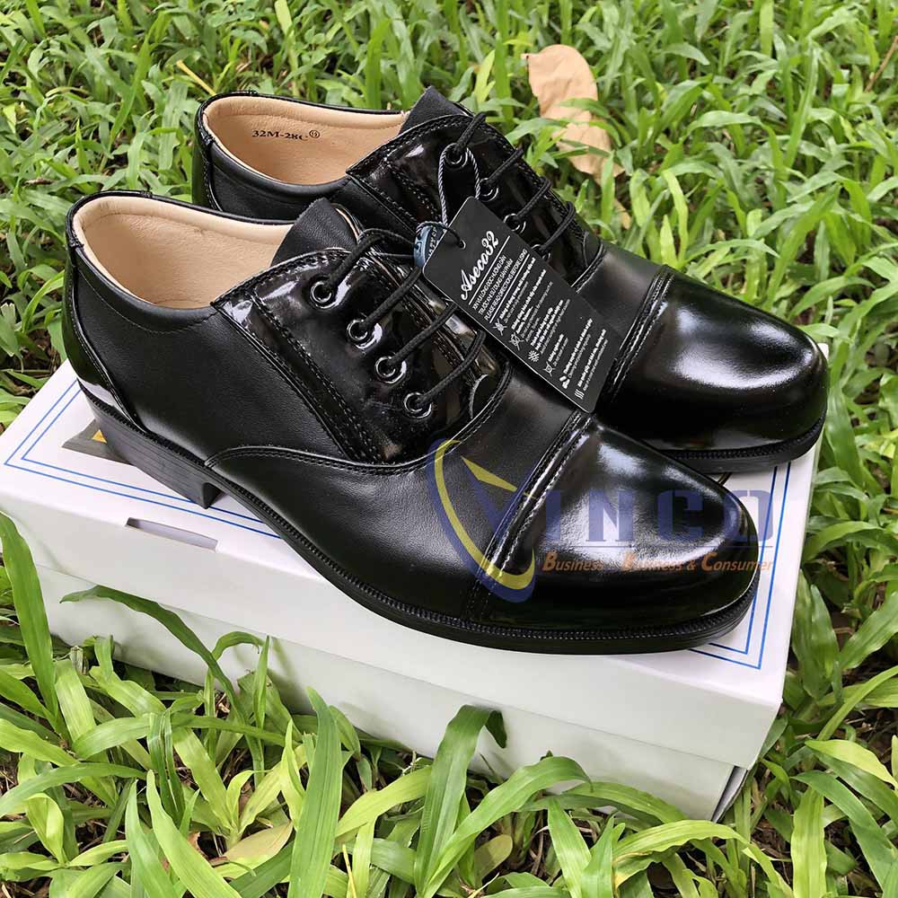 Giày da dành cho bảo vệ mã 28C - màu đen bóng - Aseco 32