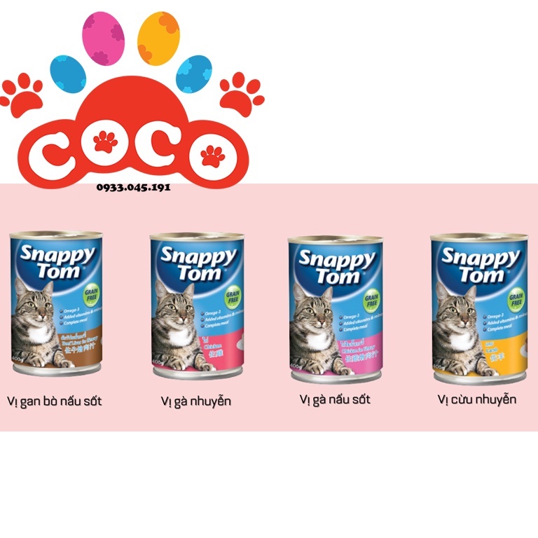 Pate Snappy Tom Cho Mèo Trưởng Thành Lon 400g