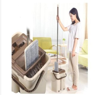 BỘ LAU NHÀ TỰ VẮT THÔNG MINH KÈM THÙNG XOAY 360 ĐỘ 2 NGĂN LOẠI RỘNG