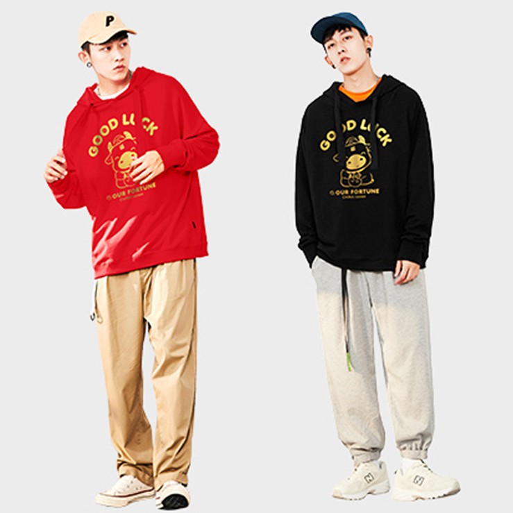 Áo Hoodie Đôi Nam Nữ Xuân Tân Sử 2021 - Chất nỉ dày đẹp - Hình in trâu siêu Cute [TẶNG TẤT NAM NỮ] | BigBuy360 - bigbuy360.vn