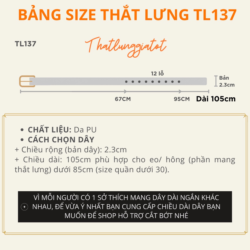 Thắt lưng nữ Ulzzang mặt khóa màu vàng cá tính bản dây 2.3cm (Hỗ trợ cắt, bấm lỗ dây nịt) TL137 - Thắt Lưng Giá Tốt