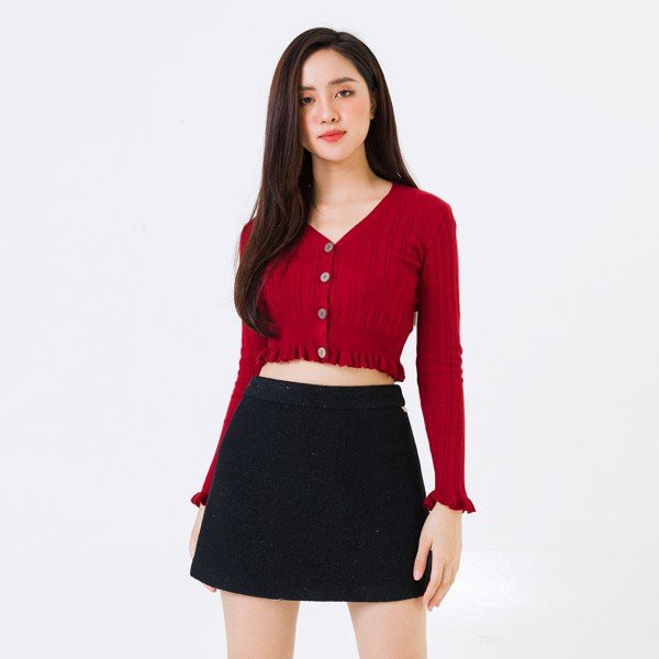 Áo len cardigan lửng bèo VIENTRAN V65C20T018 (Nhiều màu)