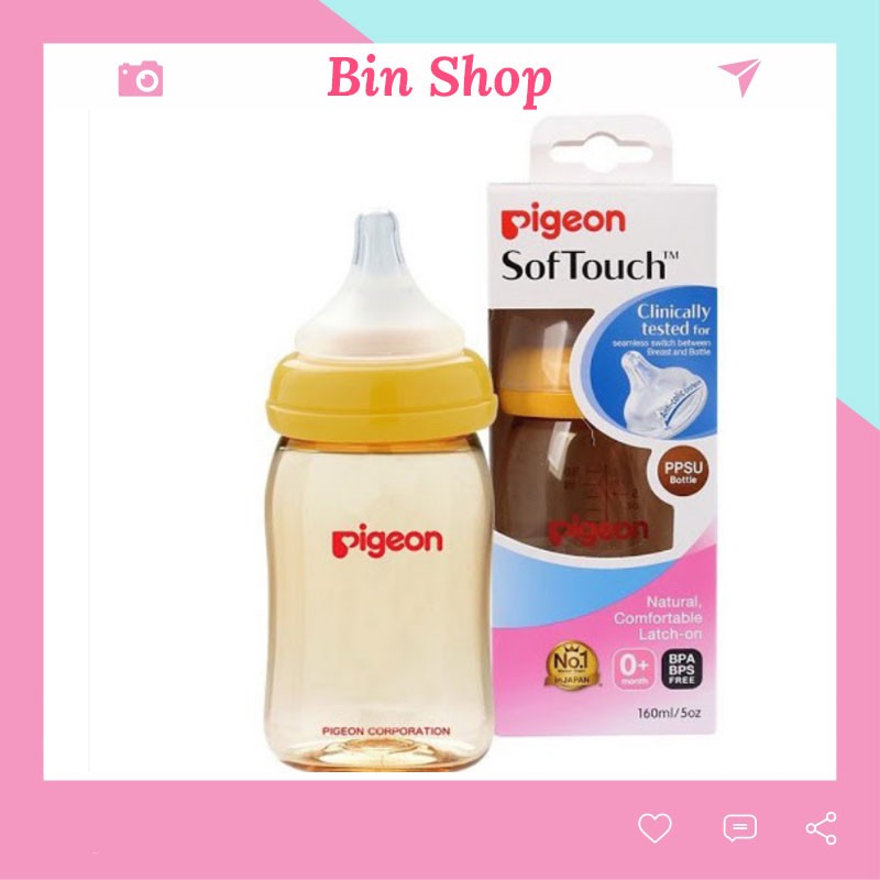 Bình Sữa Pigeon Cổ Rộng Cao Cấp 160ml/240ml Bin Shop