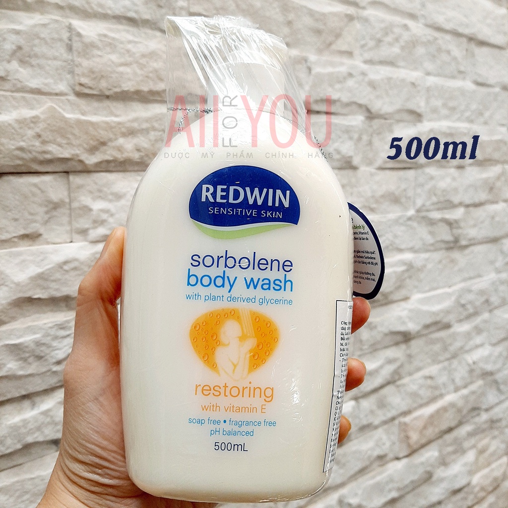[TEM CTY] REDWIN Sensitive Skin Sorbolene Body Wash With Vitamin E 500mL &amp; 1 L - Sữa Tắm Dưỡng Ẩm Và Phục Hồi Làn Da.