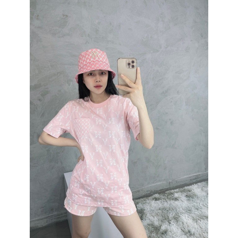 (HÀNG XUẤT XỊN) Mũ / Nón Bucket hồng nhiều logo N13 MONOGRAM BUCKET HAT PINK/WHITE Made in Viet/nam full tem tag One siz