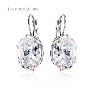 Khuyên Tai Bạc 925 Đính Đá Sapphire Hình Oval Đáng Yêu Thời Trang