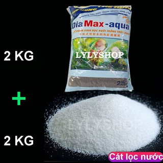 COMBO CÁT THẠCH ANH (2KG) + Phân nền DIA MAX- AQUA 2kg ( Nâu), Vật liệu lọc, trang trí bể cá