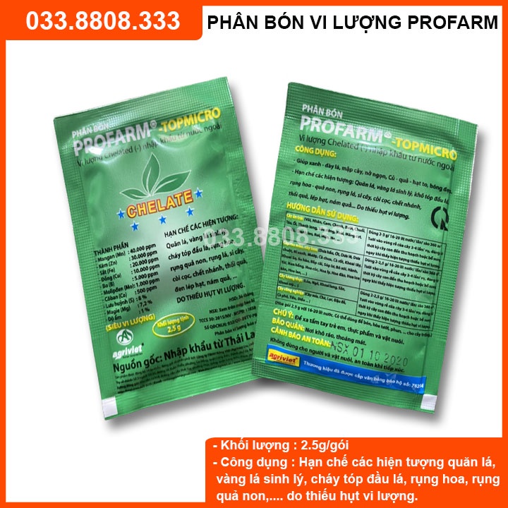 Combo 5 Gói Siêu Vi Lượng Chelate Profarm TopMicro 2 gram - Phân bón cây cảnh, hoa