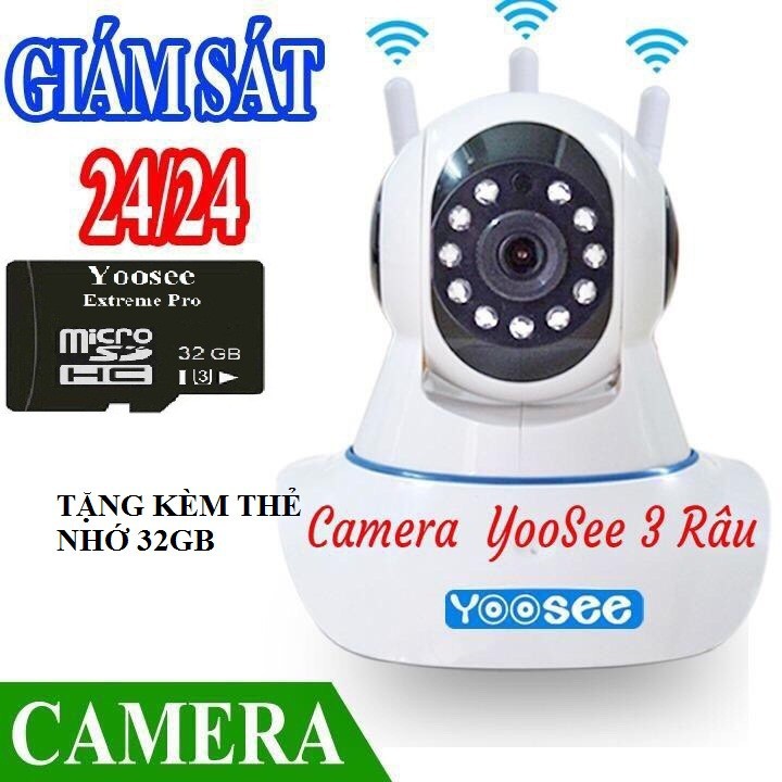 Camera Ip Yoose 3 Râu Xoay 360 Độ Bắt Wifi Cực Khỏe Hàng Loại 1 Bảo Hành 6 Tháng Có Video Hướng dẫn Tự cài Đặt Cực Dễ