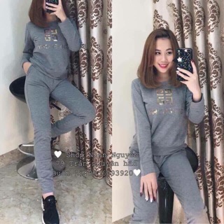 Đồ bộ thu đông nữ da cá in khung gv