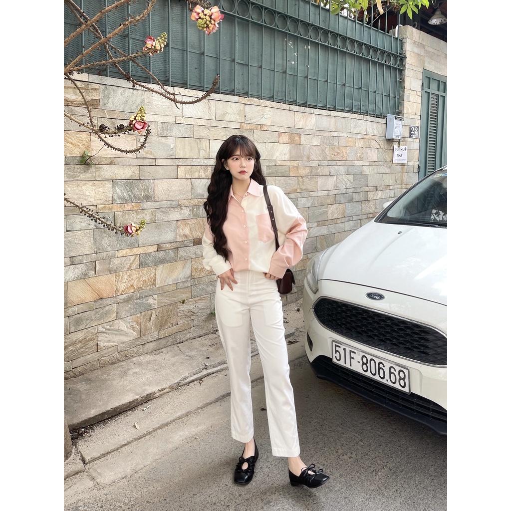 Áo sơ mi phối màu