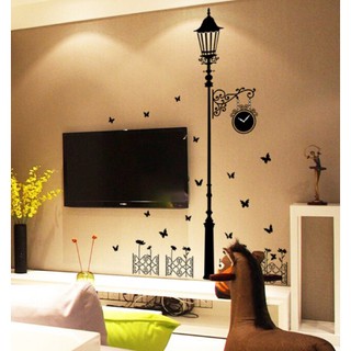 Decal dán tường  Combo cột đèn đêm + bồ công anh