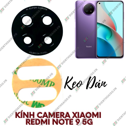 Kính camera xiaomi redmi note 9 5g kèm keo dán