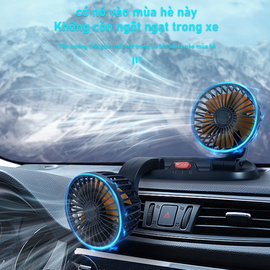 Quạt Ô Tô 12v với số bãi đậu xe tạm thời Quạt mini 24v Quạt Máy Đôi xoay 360 tiện ích trên ô tô