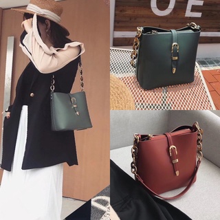 Túi xách nữ kẹp nách dây xích ngọc 3 ngăn phong cách vintage