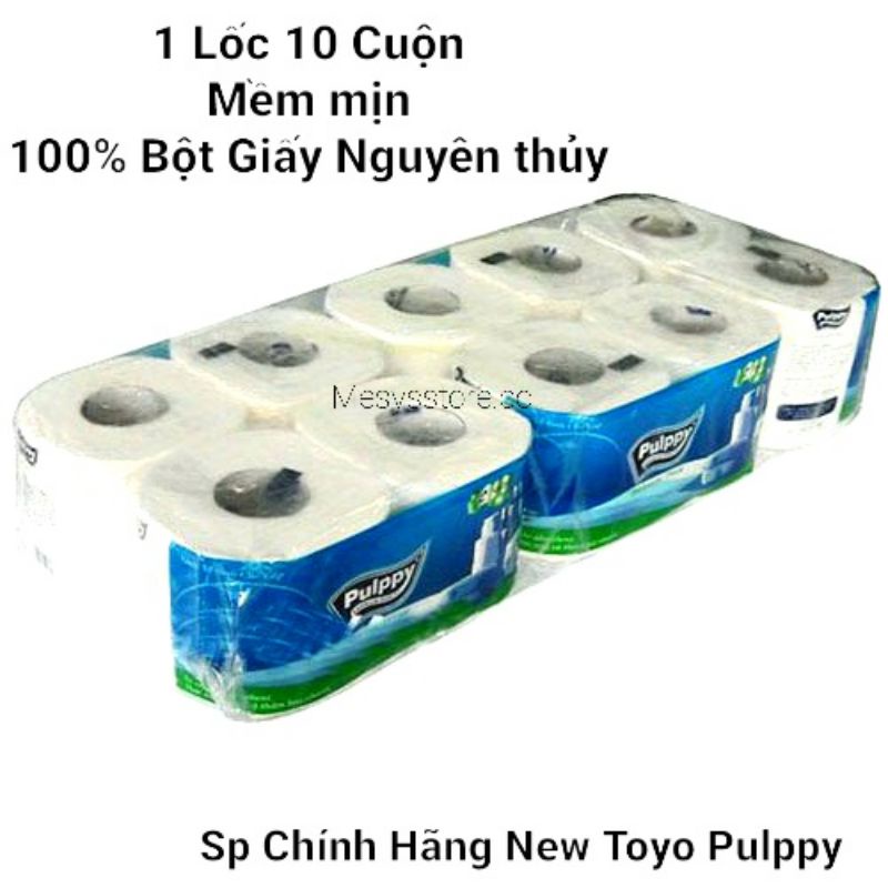 Giấy Vệ Sinh Pulppy Cao Cấp 2 Lớp Bột Giấy Nguyên Chất(2 Cuỗn 2 Lớp, 620 Tờ, 62 Mét)