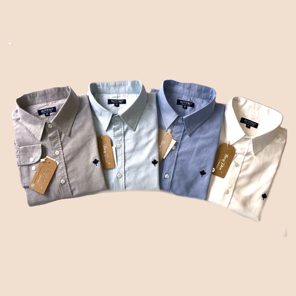 Áo Sơ Mi Tay Dài Vải OxFord Màu Xám Ghi Cao Cấp FO007