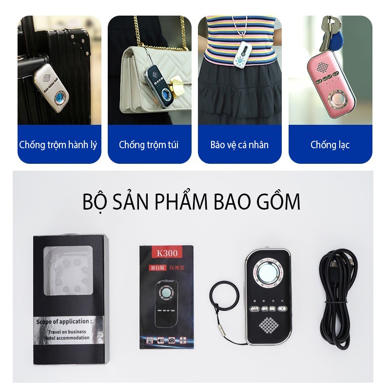 Máy Phát Hiện Camera Quay Trộm, Còi Báo Động Chống Trộm, Dò Tiền Giả Cao Cấp K300