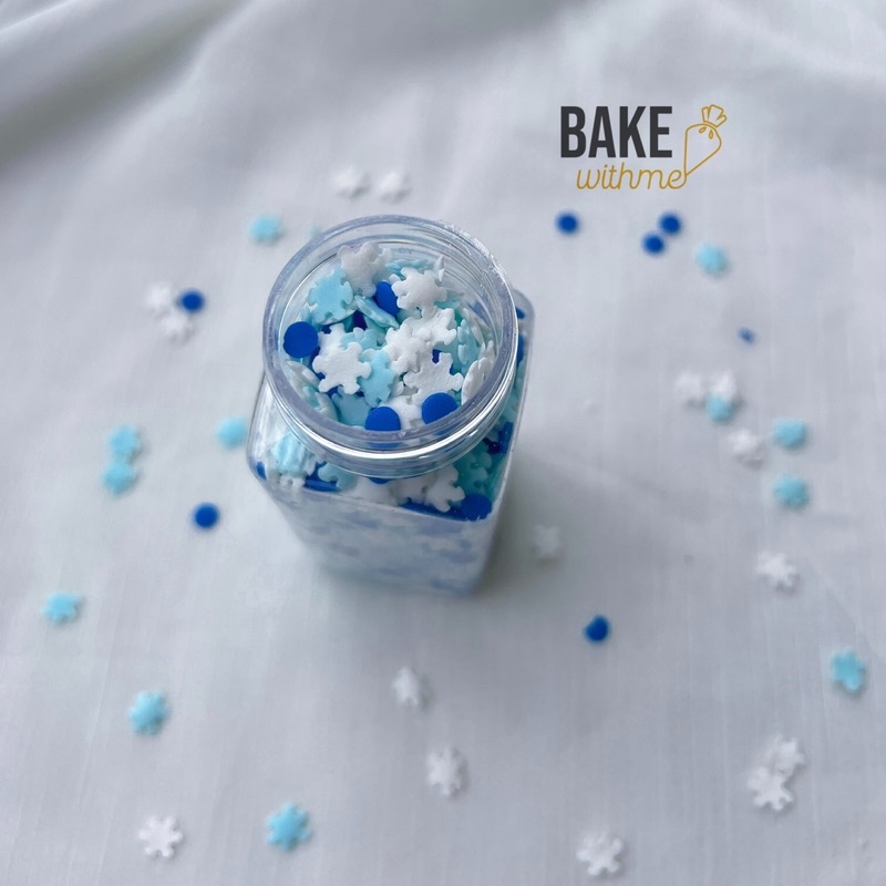 Kẹo bi đường, kẹo trang trí, cốm trang trí hình bông tuyết và giọt nước để trang trí bánh kem, bánh sinh nhật, cupcake