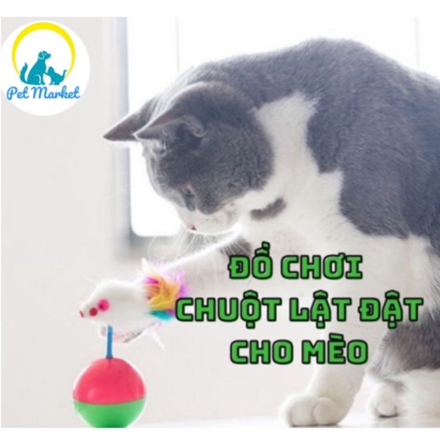 Banh Lật Đật Chuột Lông Vũ CHO MÈO | Bóng đồ chơi chó Mèo