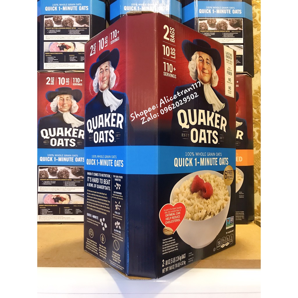 Yến mạch QUAKER OATS Quick 1 Minute thùng 4.53KG (DATE 3/2023) NHẬP KHẨU USA