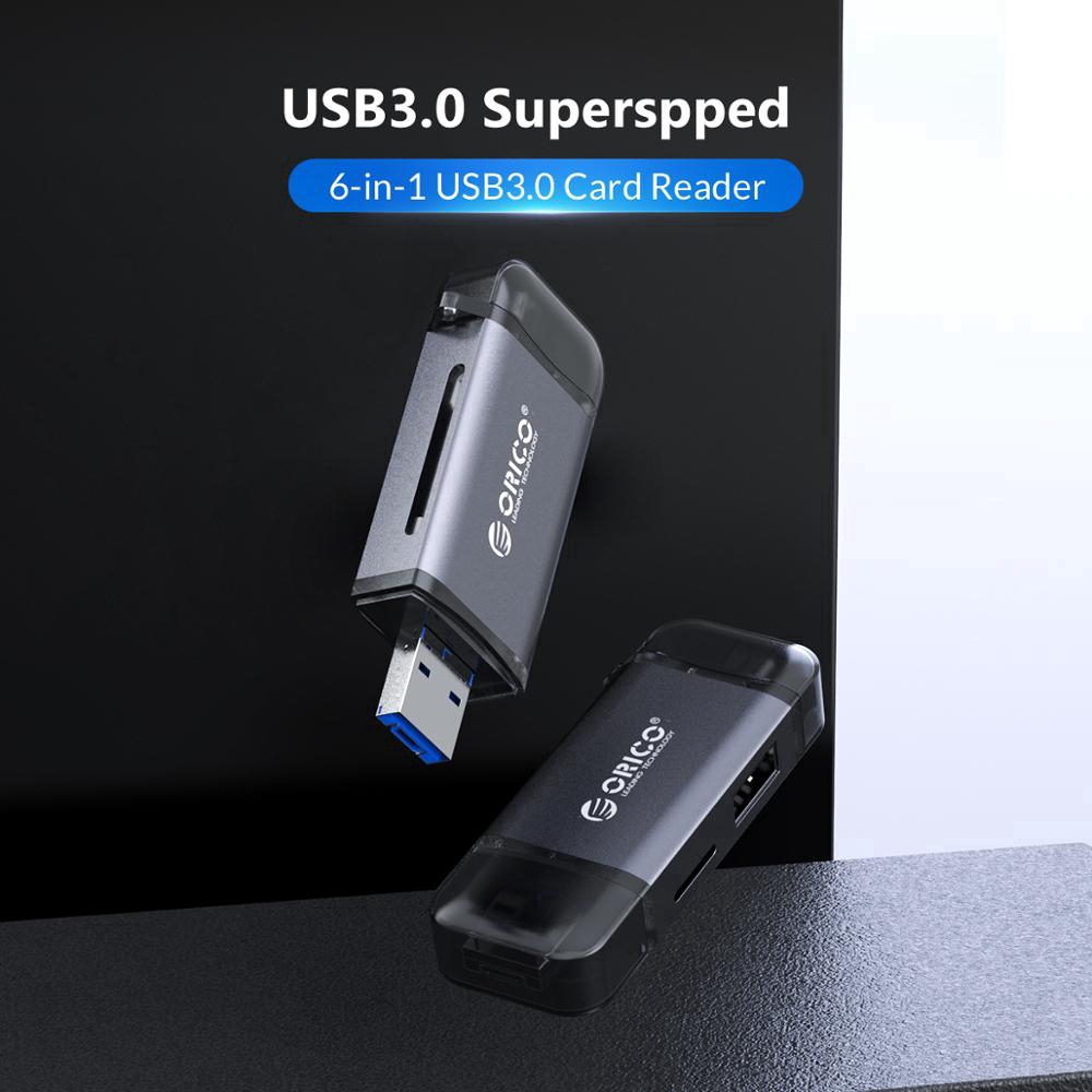 Đầu Đọc Thẻ Nhớ Orico 3cr61 / 2cr61 Cổng Usb 3.0 Type C 6 Trong 1