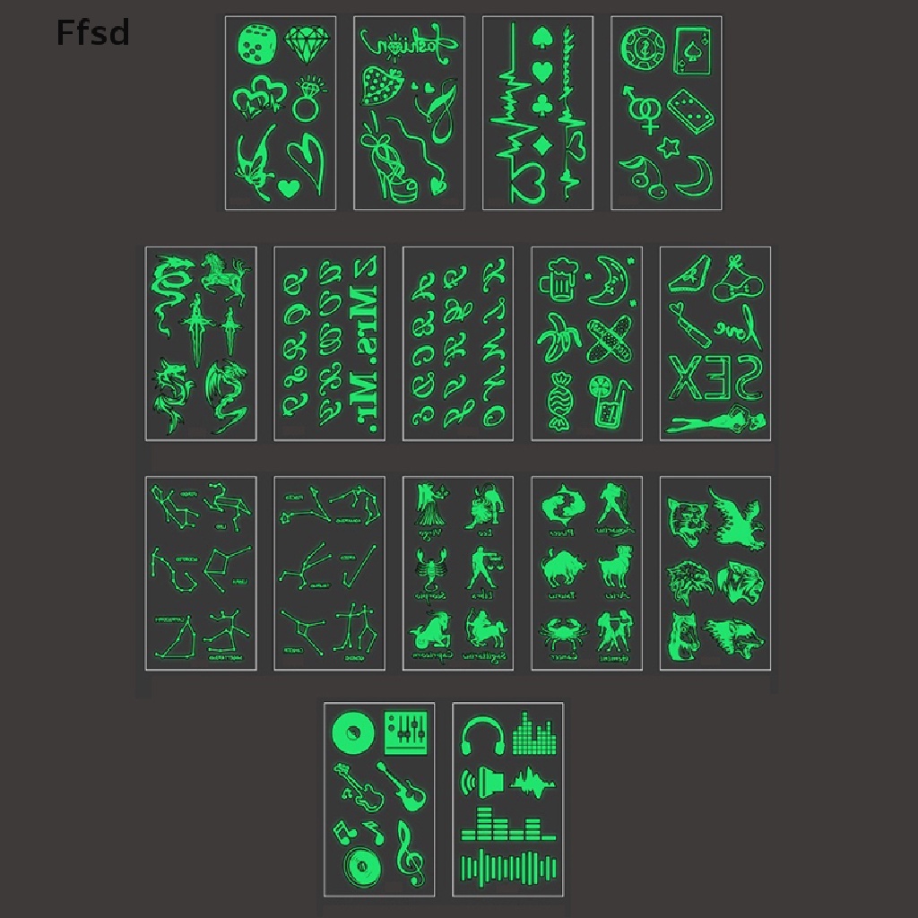 Miếng Dán Hình Xăm Phát Quang Dùng Trang Điểm Tiệc Tùng / Lễ Hội Âm Nhạc